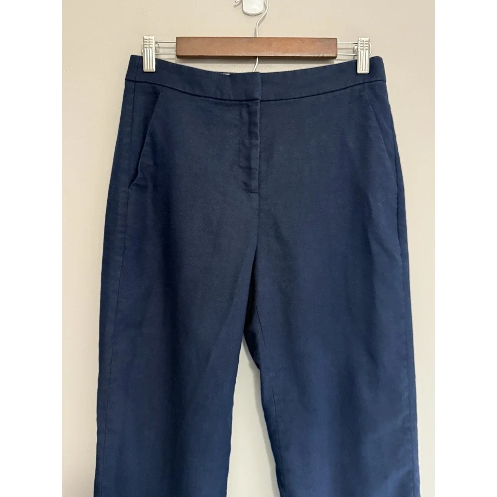 J. Crew Kate Linen Blend‎ Pants Trousers Straight Career Navy Blue Nautical Sz 2 - Picture 4 of 16